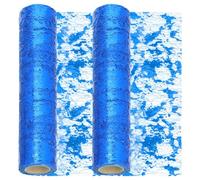Swpeet 2 caminos de mesa de lentejuelas azules reales de 11 x 108 pulgadas, rollos de decoración de malla fina metálica con purpurina, malla fina metálica con purpurina, centros de mesa para fiestas