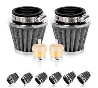 Swpeet 2 filtros de aire para motocicleta de 42 mm con 2 filtros de combustible, kit surtido de repuesto universal de aspiración de cono para motocicleta de 50 cc, 110 cc, 125 cc, 150 cc, 200 cc, ATV