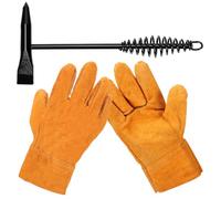 Swpeet 2 martillos de soldadura de 10 pulgadas y guantes de soldadura de 10 pulgadas, martillo de acero al carbono con mango de resorte helicoidal, kit de herramientas de eliminación de escoria