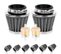 Swpeet 2 piezas de 38 mm de filtro de aire para motocicleta con 2 piezas de filtro de combustible, kit de repuesto universal de admisión cónica, limpiador de respiración para Atv, moto de motocross