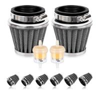 Swpeet 2 piezas de 50 mm de filtro de aire para motocicleta con 2 piezas de filtro de combustible, kit de repuesto surtido, universal de cono de entrada, limpiador de respiración, reemplazo para 50 cc
