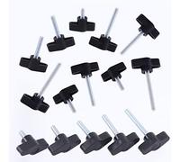 Swpeet 20 tornillos M6 x 50 mm, chapado en zinc, tres puntas de sujeción negra, kit de perilla de plástico de ala en T estándar, tornillo de pulgar de rosca gruesa para tornillos de extracción rápida
