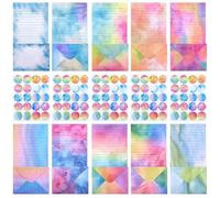 Swpeet 200 juegos de papelería de acuarela de 10 diseños, incluyendo 50 letras forradas de acuarela, 50 sobres y 100 pegatinas de poesía, invitaciones de boda