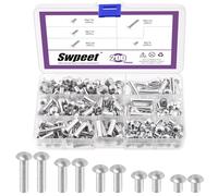 Swpeet 200 remaches de cabeza de brasero de aluminio sólido M6 × 6 mm, 10 mm, 14 mm, 20 mm, 25 mm, remache de aluminio, acabado liso, cabeza universal, alta resistencia a la corrosión para reparar