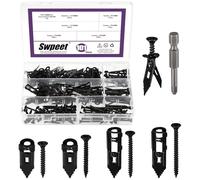 Swpeet 201 anclajes autoperforantes para paneles de yeso chapados en zinc negro con tornillos y brocas, sin taladrar ni agujeros en la pared para TV, bicicleta, correas de estantes, cortinas de
