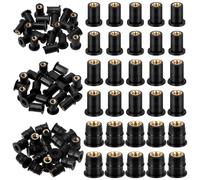 Swpeet 20Pcs M5 Kit de tuercas de pozo de caucho negro, carenado sujetadores universales de la motocicleta y las tuercas de latón de expansión de neopreno para canoa barco kayak