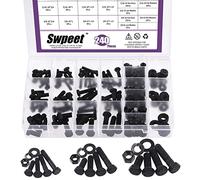 Swpeet 240 piezas 1/4-20 5/16-18 3/8-16 12 tamaños negro acabado de zinc acero al carbono grado 8 USS tuerca kit surtido de pernos de tuerca de trabajo pesado y arandela surtido de rosca gruesa