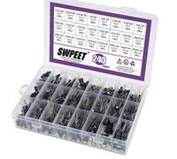 Swpeet 240 unidades 24 tipos diferentes de condensadores electrolíticos rango 0.1uF-1000uF Surtido Kit, 10V/16V/25V/50V aluminio Radial Condensadores electrolíticos para TV