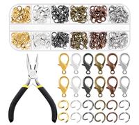 Swpeet 241 anillos abiertos de 6 colores y hebillas de langosta, con kits combinados de pinzas de anillo, perfectos kits de descubrimiento de joyas para la fabricación de marcadores por bricolaje