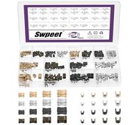 Swpeet 256 Piezas Juego de Topes para Cremalleras #3#5#8#10 en 4 Colores, Topes Superiores en Forma de U y Topes Inferiores en Forma de H, Set de Reparación para Cremalleras, Repuesto para Topes