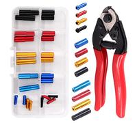 Swpeet 25Pcs Cortador de cable pesado y extremo de cable de aleación Crimps Puntas de cable de freno con tapas de extremo de desviador de 4 mm y tapas de cable de freno de bicicleta de 5 mm Kit de