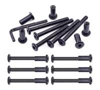 Swpeet 25pcs M6x60mm Carbon Steel Black Hex Drive Socket Cap Tornillos Barril Tuercas Surtido Kit con 1 llave Allen Post Fit para muebles, hebilla de cuero