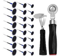Swpeet 26Pcs 1-3/8" 1-3/4" 2-3/8" Rubber Tire Repair Patches Plug Kit and Tire Roller Wheel with Liner Scraper Assortment Kit, Repair Film Car Tire Repair Patch