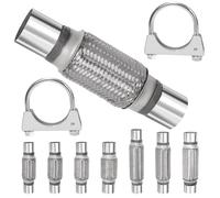 Swpeet 3 piezas 1,75 "X6" / 10 "tubo de escape con 1,8" de escape U - clip kit de tipo universal de acero inoxidable doble trenza tubo de escape para vehículos pesados y automóviles