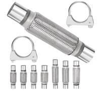 Swpeet 3 piezas tubo de escape de 2 x 7,9 pulgadas con kit de horquilla de escape de 2 pulgadas tubo de escape doble trenza de acero inoxidable universal para vehículos pesados y automóviles