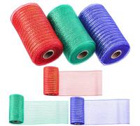 Swpeet 3 rollos de cinta de malla metálica con purpurina de 15,2 cm, cinta de tela de tul con purpurina, cinta de malla metálica para proyectos de bricolaje, coronas, decoraciones de fiestas,