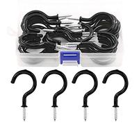 Swpeet 30 ganchos negros de 5,8 cm, con revestimiento de vinilo, ganchos para tazas de techo, ganchos para tazas, soportes para hogar, oficina y lugar de trabajo