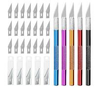 Swpeet 30 pacchetto in set, 5Pack 5 colori circa 5,6 pollici coltello artigianale tagliente, coltello hobby, tagliere di precisione in acciaio inossidabile con 25 lame di ricambio pacchetto