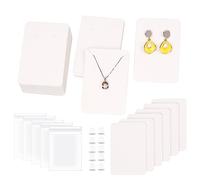 Swpeet 300 unidades de tarjetas de exhibición de pendientes blancos, 2 x 3,5 x 2,4 cm, soporte cuadrado para pendientes con 100 respaldos de silicona y bolsa de sellado