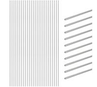 Swpeet 30Pcs 1mm x 400mm 304 Conjunto de varillas de acero inoxidable, Variedad de varillas redondas sólidas de metal, Varillas de acero liso, Varillas de eje sólido Stock de barra de torno