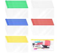 Swpeet 30pcs 5 colores 9.1 x 4.7 pulgadas sobres de plástico cremallera poli con kit de, archivos carpetas de Bolsas de lápiz transparentes reutilizables Ideales para suministros de almacenamiento
