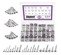 Swpeet 325 Uds. 3 tipos #6# 8# 10 SAE 304 cabeza redonda de acero inoxidable y Phillips cabeza plana tornillos de chapa autoperforantes tornillos de madera con 410 cabeza de braguero de acero