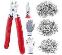 Swpeet 360 anillos de cerdo galvanizados de 3/10.2 cm 1/5.1 cm 3/20.3 cm con alicates de anillo de cerdo rectos, kit de instalación profesional de anillos de cerdo de tapicería para choque elástico