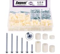 Swpeet 360 piezas de nylon redondo espaciador espantador tuerca de tornillo y cabeza plana Phillips #6-32 Kit surtido de tornillos de máquina de electricista, perfecto para prototipos de tornillos