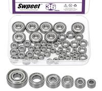 Swpeet 36Pcs 6 tamaños 693ZZ, 623ZZ, 624ZZ, 685ZZ, 687ZZ, 627ZZ Kit de sorteo de rodamientos de bolas, rodamientos de ranura profunda de acero, doble blindado
