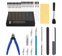 Swpeet 37 piezas Soporte de base de soporte de pintura profesional y herramientas básicas del modelador de Gundam con el kit de palos de clip de cocodrilo, herramientas de modelado compatibles