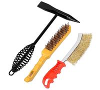 Swpeet 3pcs 500g Martillo de rotura de soldadura de 11 pulgadas y cepillo de alambre de acero, kit de combinación de cepillo de alambre de acero con cuchillo de latón, Martillo de rotura de soldadura