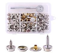 Swpeet 40 Juego de broches de presión con tornillo de fijación con tornillo de rosca de 38 y 58 pulgadas de acero inoxidable, cierre de botón, paquete de tornillos para muebles, lona, barcos de