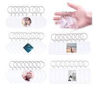 Swpeet 40 llaveros con marco de fotos, haz tu propio juego de llavero, llavero central de marco de fotos para que los niños puedan montar y fijar a llaveros y bolsas