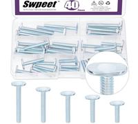 Swpeet 40 piezas de 5 tamaños de 1/4-20 x 1/1-1/10.2 cm / 1-1/5.1 cm / 1-3/10.2 cm / 5.1 cm / 5.1 cm / 5.1 cm / 5.1 cm / 5.1 cm Kit surtido de pernos en T plateados, pernos de ranura en T, juego de