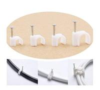 swpeet 400 pcs varios modelos Premium plástico alambre de cable redondo clips con las uñas, blanco RG6 RG59 de gestión de Cable de plástico Círculo Clips Cable CAT5 CAT6 RJ45