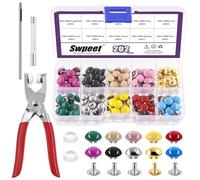 Swpeet 405 remaches de cuero de doble tapa redonda de 9 mm con herramientas de fijación, remaches de metal de doble tapa, remaches de cuero, cinturón de manualidades, ideal para manualidades,