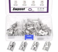 Swpeet 40pcs 4 Tamaños 4040 Serie M4 M5 M6 M8 Niquelado Acero al Carbono Rollo en Muelle Tuercas T con Resorte Surtido Kit de Surtido de Tuercas en T con Chapa para Perfiles de Aluminio 4040