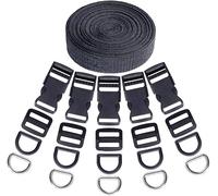 Swpeet 41 piezas de 3/5 pulgadas, kit de bricolaje para hacer bolsas, incluye hebillas planas de liberación lateral, deslizadores de triple deslizamiento, anillos en D y 1 rollo de 4,5 metros de