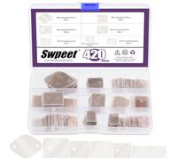 Swpeet 420Pcs 6 tamaños y 2 estilos Natural transparente rectángulo Mica hoja de aislamiento con agujero y sin agujero Kit de la variedad, Mica aislantes almohadillas para aislamiento eléctrico