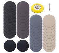 Swpeet 43 piezas de óxido de aluminio, kit surtido de agua seca y molienda de papel abrasivo grano 60 400 1500 5000 con vástago de 1/4 pulgadas y almohadilla de espuma suave para disco de lijado