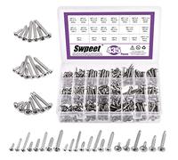 Swpeet 435 Uds. 3 tipos #6# 8# 10 SAE 304 cabeza redonda de acero inoxidable y Phillips cabeza plana tornillos de chapa autoperforantes tornillos de madera con cabeza de braguero de