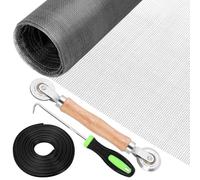Swpeet 4Pcs Kit de Reparación de Pantalla, Lncluye Malla de Pantalla Gris, Rodillo de Pantalla de Doble Lado, Ganchos de Pantalla de Ventana, Esquina de Retenedor, para Reemplazar e Instalar