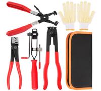 Swpeet 5 alicates de abrazadera de junta CV de 4 tipos, alicates de abrazadera de manguera, alicates de abrazadera de maletero de eje CV, alicates tipo Clic-R con kit surtido de guantes, kit de