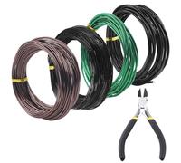 Swpeet 5 cables de entrenamiento para bonsái de 4 tamaños, 1/1.5/2/3 mm, 164 pies en total con cortador de alambre, kit de herramientas de bonsái de alambre de aluminio, accesorios bonsái para árboles