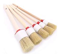 swpeet 5 pcs Premium Natural Pelo De jabalí, Automotive Juego de pinceles brochas para detalles limpieza ruedas/motor/interior/emblemas/interior/exterior/ventilación