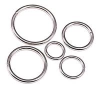 Swpeet 50 piezas de anillos de metal multiusos plateados para bolsas de hardware, anillos, accesorios de bricolaje, 15 mm, 19 mm, 25 mm, 32 mm, 38 mm