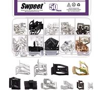 Swpeet 50 unidades, 10 tamaños, 7,9 mm, 10 mm, 11 mm, 13,1 mm, 14,1 mm, 15,3 mm, 15,8 mm, 16 mm, 17,3 mm, 18,2 mm, metal, moldura de resorte, clip de resorte para coche, kit de clip compatible con