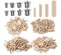 Swpeet 505 pines de clavija de madera de 1/4 pulgadas 5/16 pulgadas 3/8 pulgadas 1/2 pulgadas pasadores de clavija de madera con cilindro de punto central, kit de surtido de clavijas de