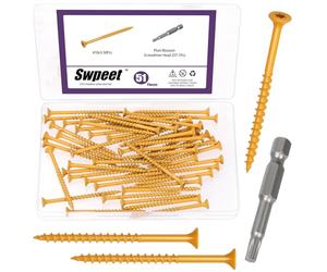 Swpeet 51 piezas # 10 x 3" tornillos de cubierta caqui con kit de surtido de piezas de estrella T25, tornillos de cabeza plana T25 Star Torx Drive resistentes a la oxidación, tornillo de madera
