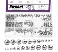 Swpeet 510Pcs 11 Tamaños 2-8mm Métrico Precisión Acero Cromo Rodamiento Bolas Kit de Asortimiento, Bolas de Rodamiento de Bicicletas para Válvulas, 2mm 2.5mm 3mm 3.5mm 4mm 4.5mm 5mm 5.5mm 6mm 7mm 8mm